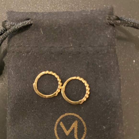 Mejuri 14K Gold Beaded Hoops - Picture 3 of 4